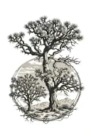 Joshua tree and tree of life intertwined tattoo design idea