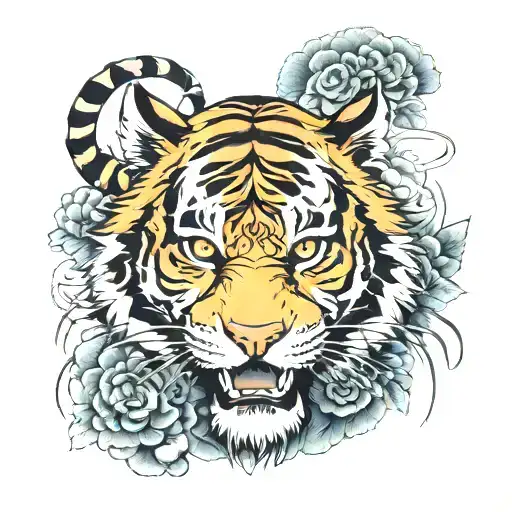 Tiger and naruto sage eye tattoo design idea