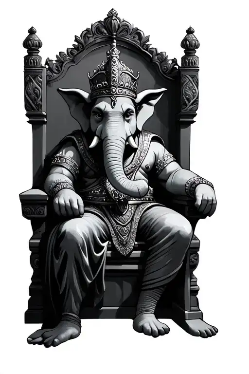 king babar sitting on throne tattoo design idea