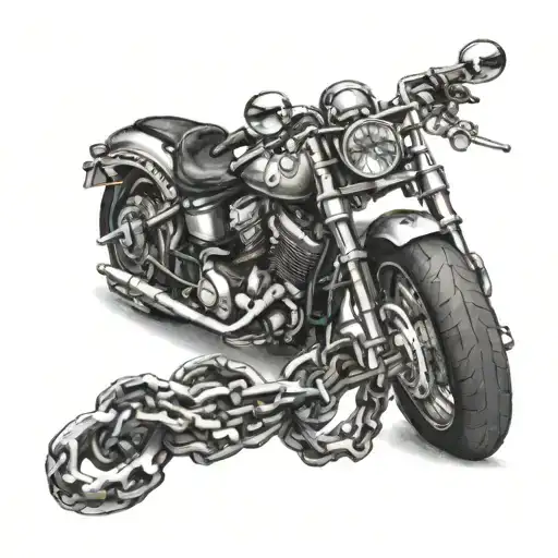 bones that look like a motorcycle chain tattoo design idea