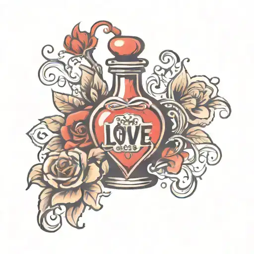 love potion bottle tattoo design idea
