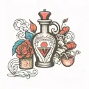 love potion bottle tattoo design idea