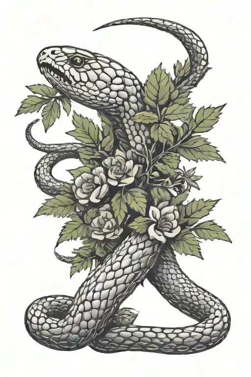 Hemlock plant with a snake tattoo design idea