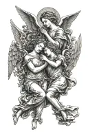 renaissance angels and love tattoo design idea