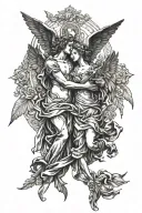 renaissance angels and love tattoo design idea