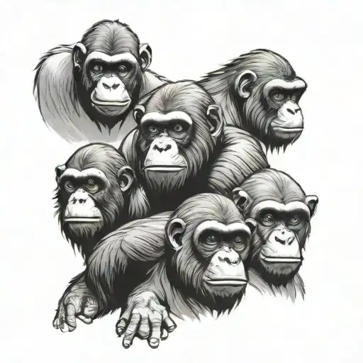 3 ape tattoo design idea