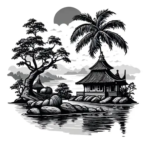 colombias landscape with traditional things inside tattoo design idea