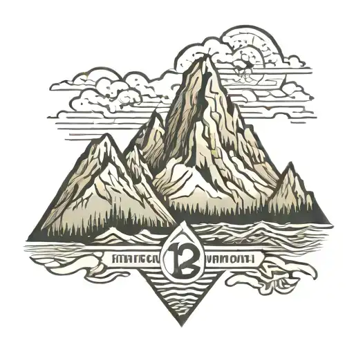 the number 123 that look like mountains  tattoo design idea