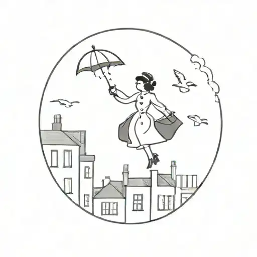 mary poppins over the rooftops tattoo design idea