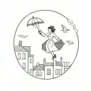 mary poppins over the rooftops tattoo design idea