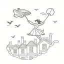mary poppins over the rooftops tattoo design idea