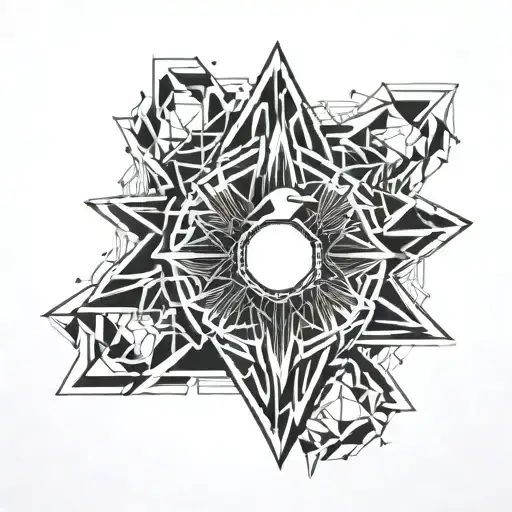 minimalist and abstract bird's eye view ring with geometric patterns tattoo design idea