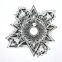 minimalist and abstract bird's eye view ring with geometric patterns tattoo design idea