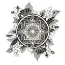 minimalist and abstract bird's eye view ring with geometric patterns tattoo design idea