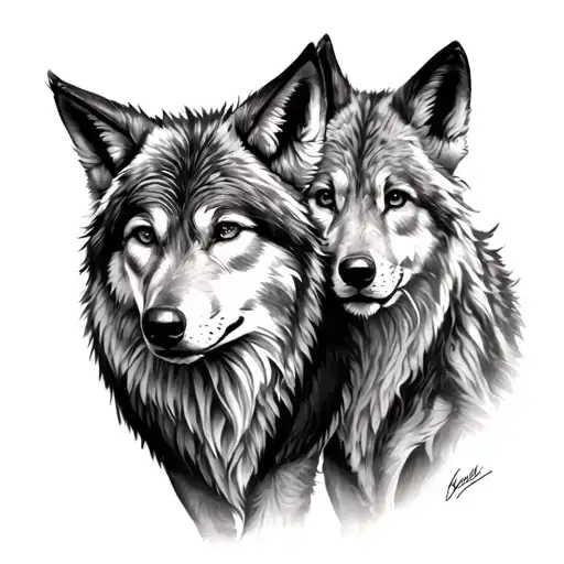 Mother Wolf And Cubs tattoo design idea