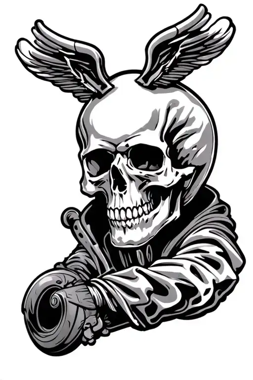 racing skull winning tattoo design idea