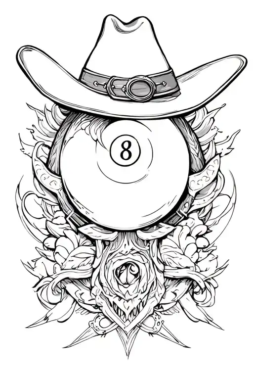 8ball western tattoo design idea