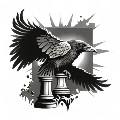 raven, sun, rain, treasure, zippo, chess piece, waterfall  tattoo design idea