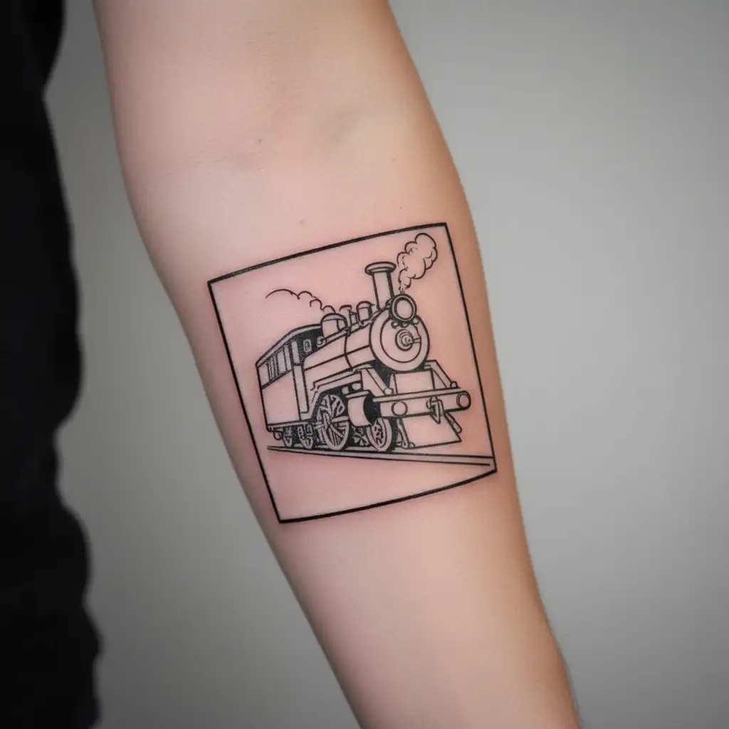 steam train tattoo design idea