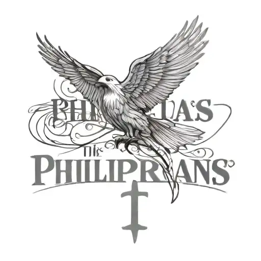  lines that connect to the word Philippians 4:13 written tattoo design idea