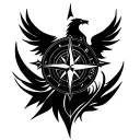 Nordic compass with phoenix rising tattoo design idea