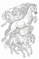 overhead horses running tattoo design idea