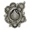 An uroboros tatto with fractals in a minimalist style and geometric. tattoo design idea