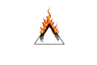 triangle with fire rising inside tattoo design idea