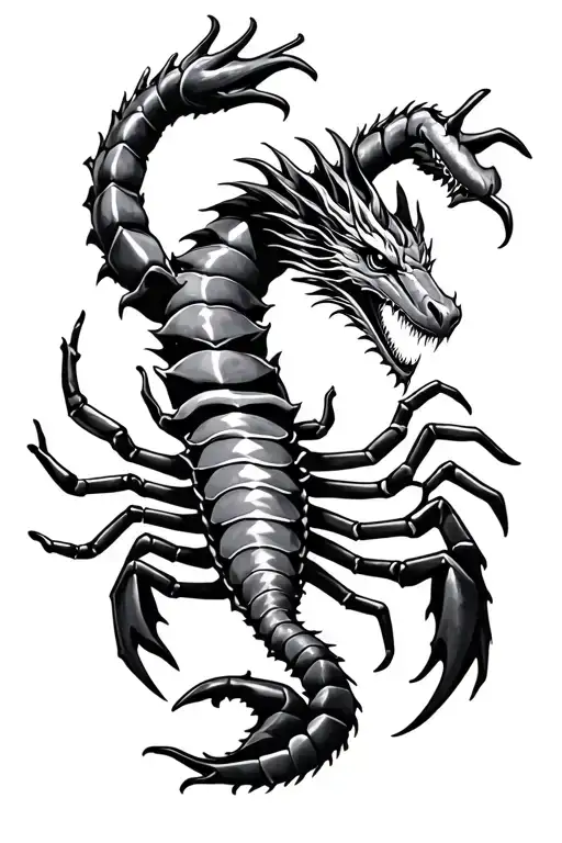 scorpion and dragon combination tattoo design idea