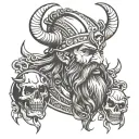 Viking with skulls tattoo design idea