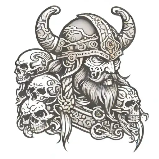 Viking with skulls tattoo design idea