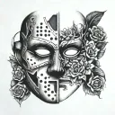Jason Mask with face shading dark and moody tattoo design idea