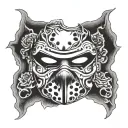 Jason Mask with face shading dark and moody tattoo design idea