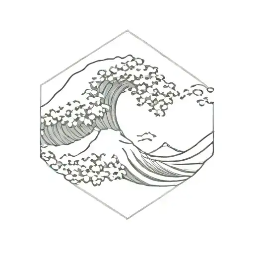 Japanese the great wave geometric design incorporating tattoo design idea