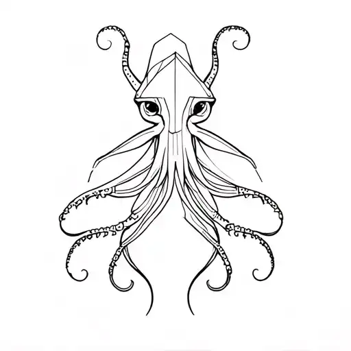 squid with geometric mantle tattoo design idea