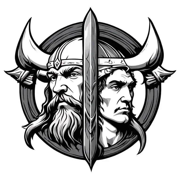 viking symbol father son tattoo design idea