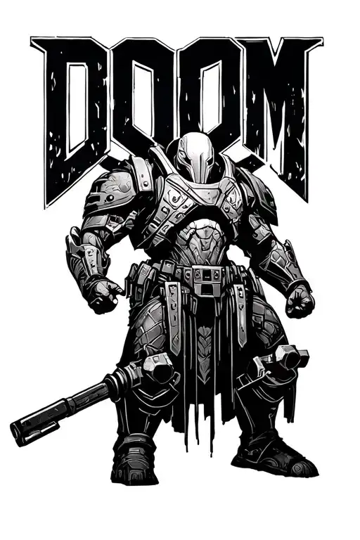 Doom Slayer game tattoo design idea