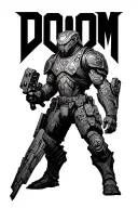 Doom Slayer game tattoo design idea