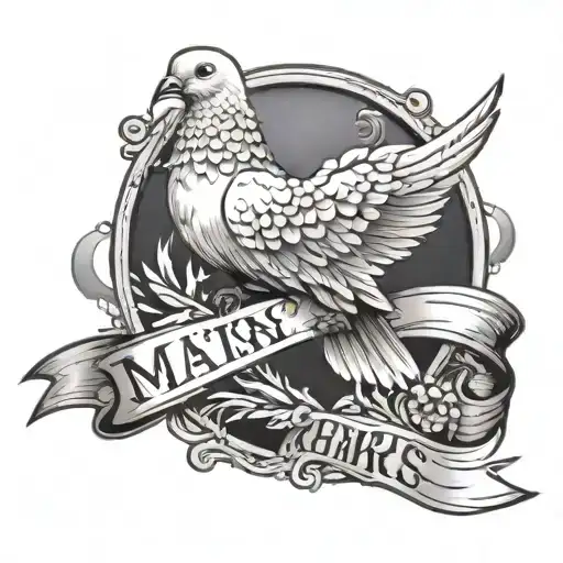 dove holding a banner with "making memories" in the banner with clouds around everything  tattoo design idea