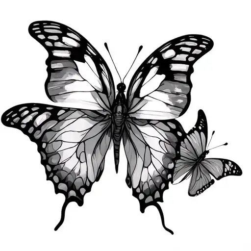 Butterflies on ribs tattoo design idea