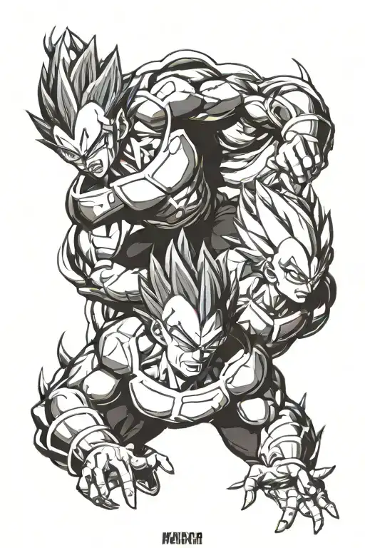 majin vegeta and  freeza tattoo design idea