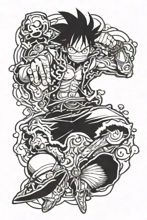 joy boy luffy gear 5 sit tattoo design idea