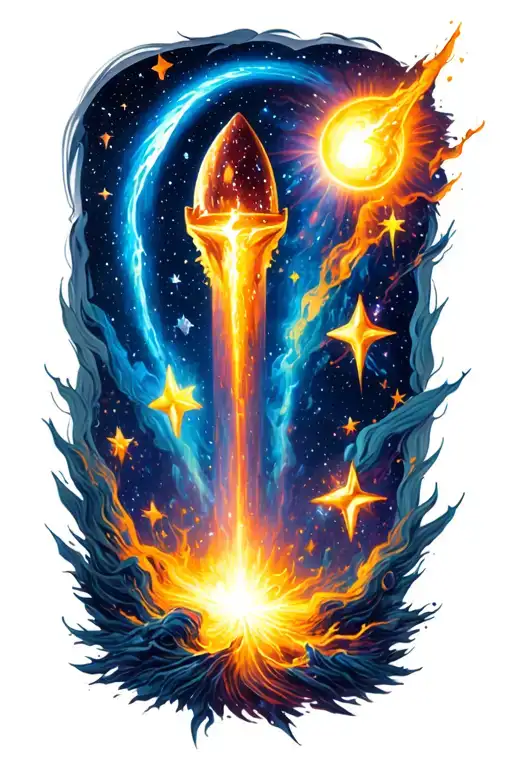 comets stars tattoo design idea