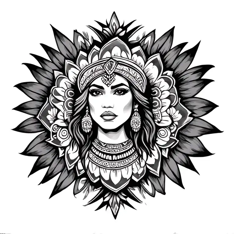 GONZALEZ chicano style with aztec  tattoo design idea