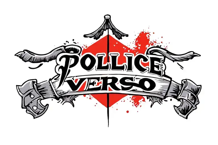 "POLLICE VERSO" "POLLICE VERSO" writing on the inside of the bicep in trajon font in cursive with a nod to gladiatorial heritage tattoo design idea