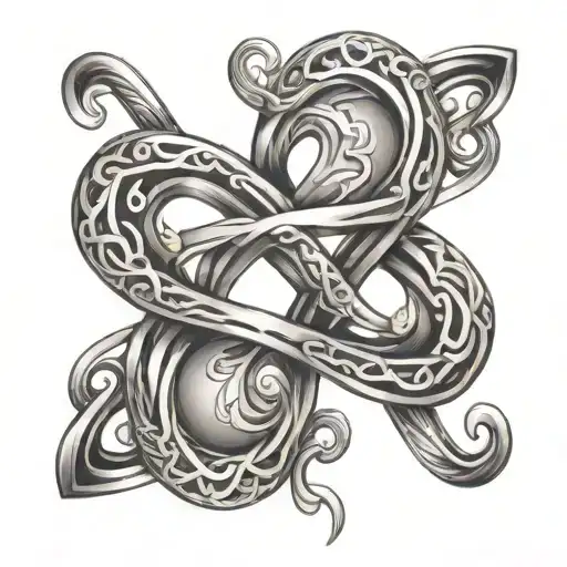 infinity symbol intertwined hearts tattoo design idea