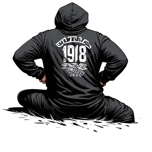 ultras from the back with a hoodie with 1919 on it tattoo design idea