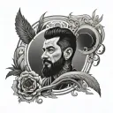 İbrahim Kaypakkaya in front of rising sun  tattoo design idea