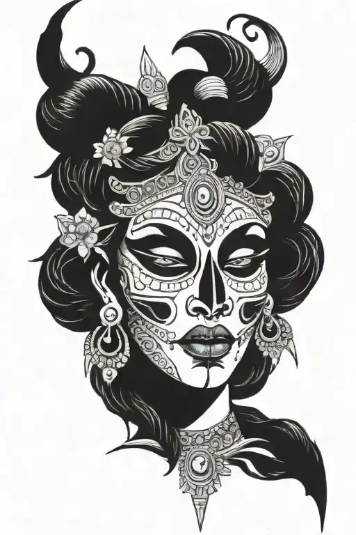 Kali hindu goddess of death tattoo design idea