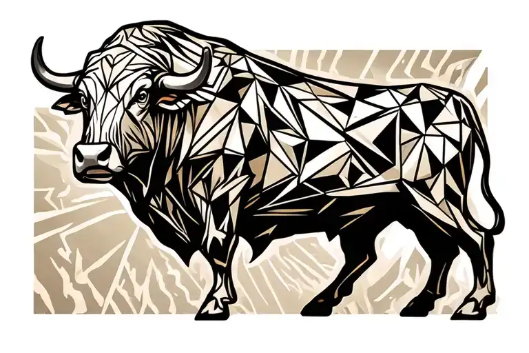 bull charging tattoo design idea